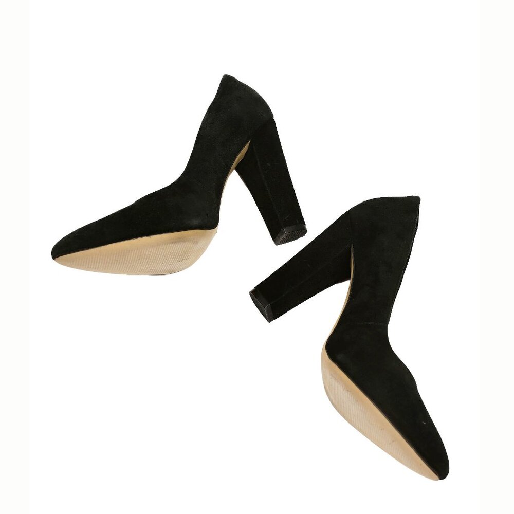 BCBG Black Suede Leather Pumps with Block Heel 7.5 M - Picture 11 of 12